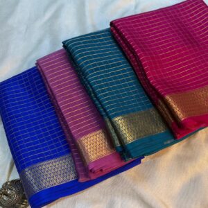 Aarti-Self checks Pure Crepe Mysore Silk Saree