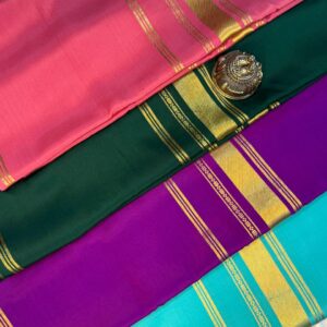 Anchu - Four Borders Pure Crepe Mysore Silk Saree