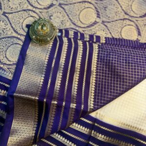 Checkered tissue base Semi Mysore Silk Saree