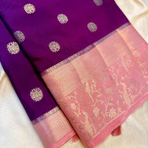 Elephant Motifs Semi Mysore Silk Saree