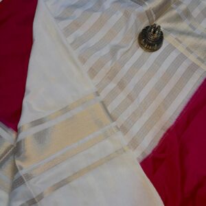 Four Borders Semi Mysore Silk Saree- White