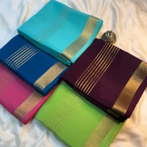 Rekhe-7 Horizontal Lines Pure Crepe Mysore Silk Saree