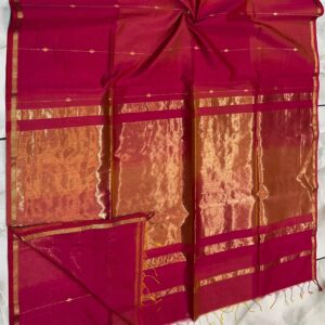 Pink Zari line Butta Maheshwari Silk Cotton Saree