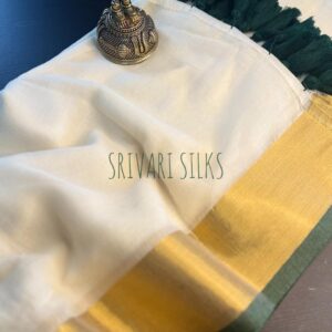 Mulcotton plain saree- Green