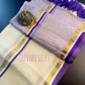 Mulcotton plain saree- Purple