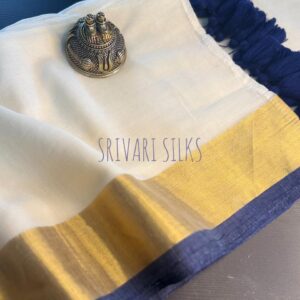 Mulcotton plain saree- Blue